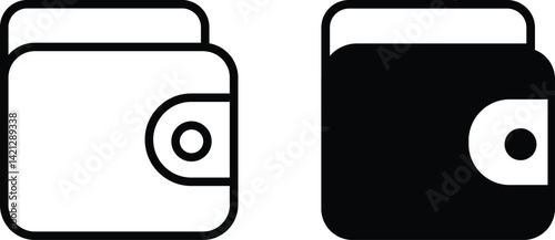 wallet vector flat and line icon Simple outline logo.