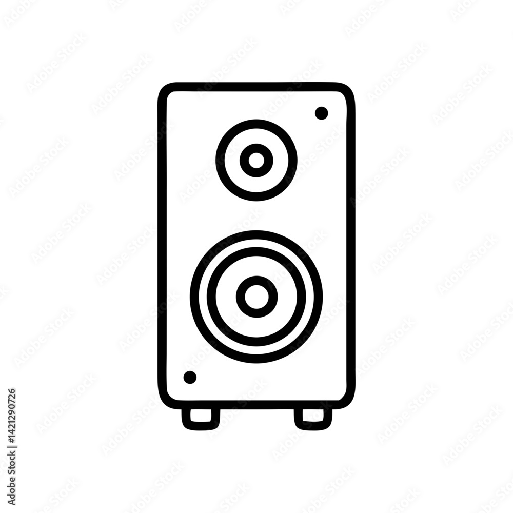 Minimalist Black Line Art Icon of a Speaker or Sound System Minimalist Black Line Art Icon of a Speaker or Sound System