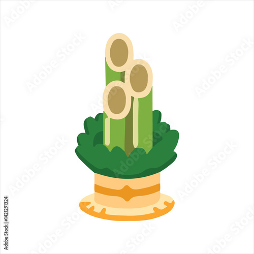 Illustration of a Christmas decoration. Pine decoration on white background. 