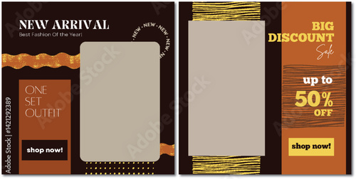 Modern Fashion Sale Template with Brown and Gold Accents for Social Media