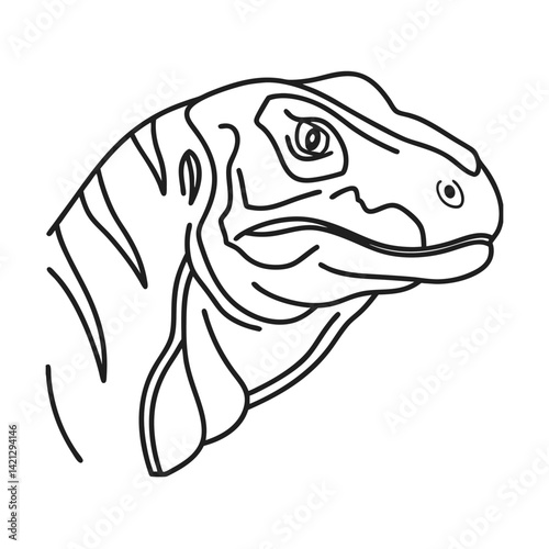 Monoline illustration of a velociraptor head side view dinosaur silhouette vector artwork