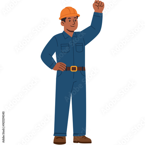 worker raising a fist