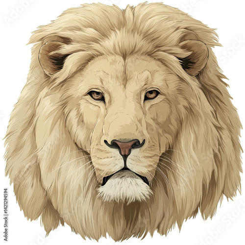 stylized lion illustration, bold lines and colors, clean 