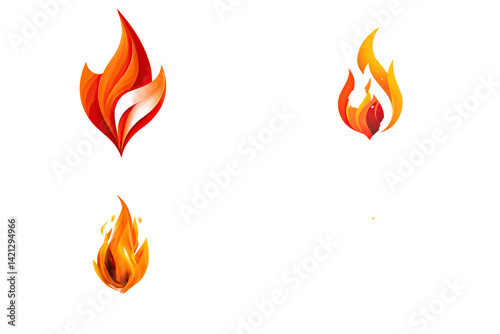 stylized flame logo perfectly centered and fully isolated on a plain 