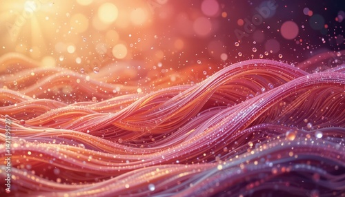 Dynamic waves of colorful light in abstract ocean scene digital art vivid environment close-up view conceptual exploration