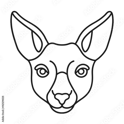 Minimalist kangaroo head outline vector illustration australian wildlife animal line art graphic design element