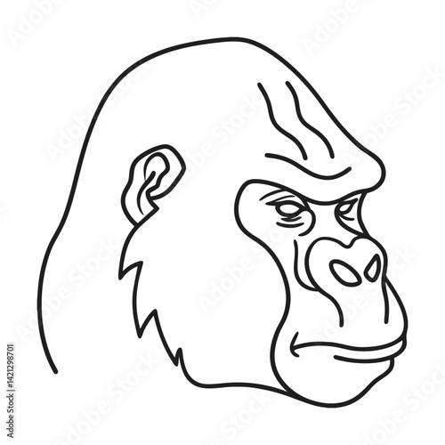 Minimalist gorilla head outline illustration simple graphic design primate wild animal nature conservation awareness endangered species