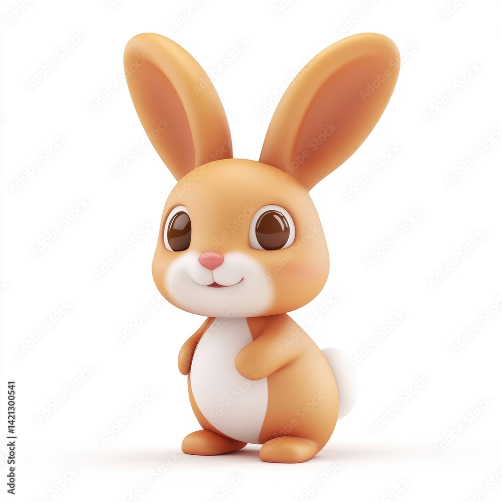 Fototapeta premium Adorable, cartoonish 3D rendered bunny illustration.