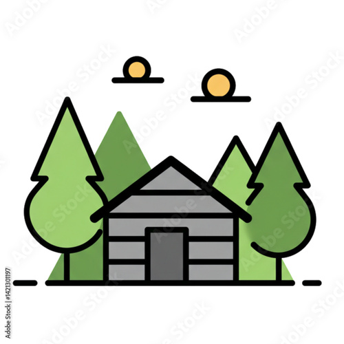 Modern house icon gray and white multi-story building architecture symbol