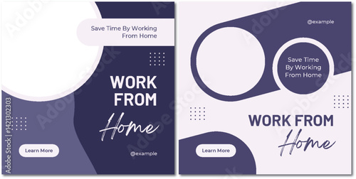 Modern Work From Home Promotion Template for Social Media Engagement