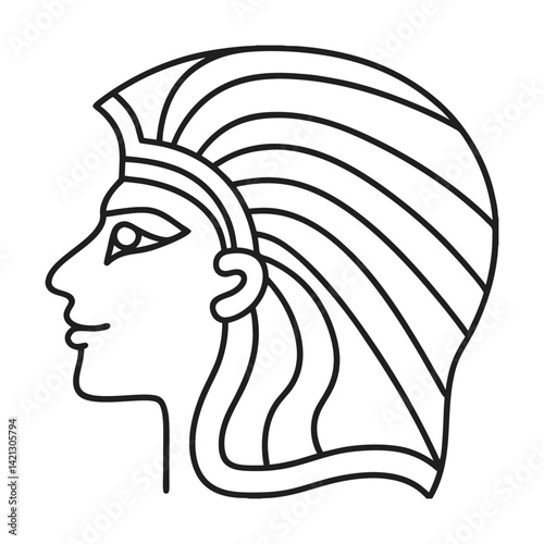 Egyptian pharaoh portrait outline depicting ancient civilization royalty culture history and mythology minimalism style