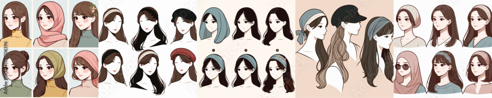collection of vector images of women's hairstyles and fashion collection of vector images of women's hairstyles and fashion