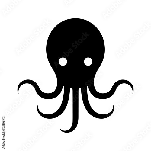 octopus vector logo illustration. black and white icon silhouette
