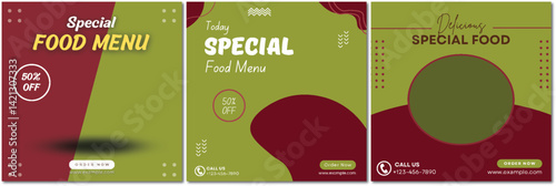 Stylish Food Menu Promotion Template with 50% Off Special Offers