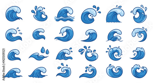 Water Wave Icon Grid