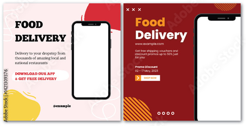 Convenient food delivery app promotion with modern design layout