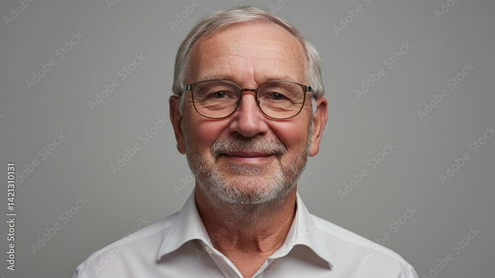 Elderly man smiling confidently against a neutral background Elderly man smiling confidently against a neutral background