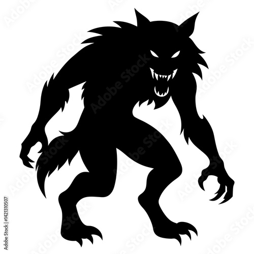 Werewolf Halloween Vector Illustration on White Background
