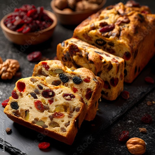 Obraz na płótnie Fruit bread with nuts and dried fruits w salonie