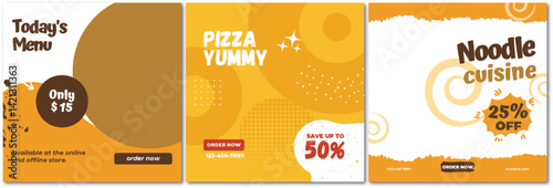 Appealing Food Promotion Banner Set for Restaurant Social Media Marketing