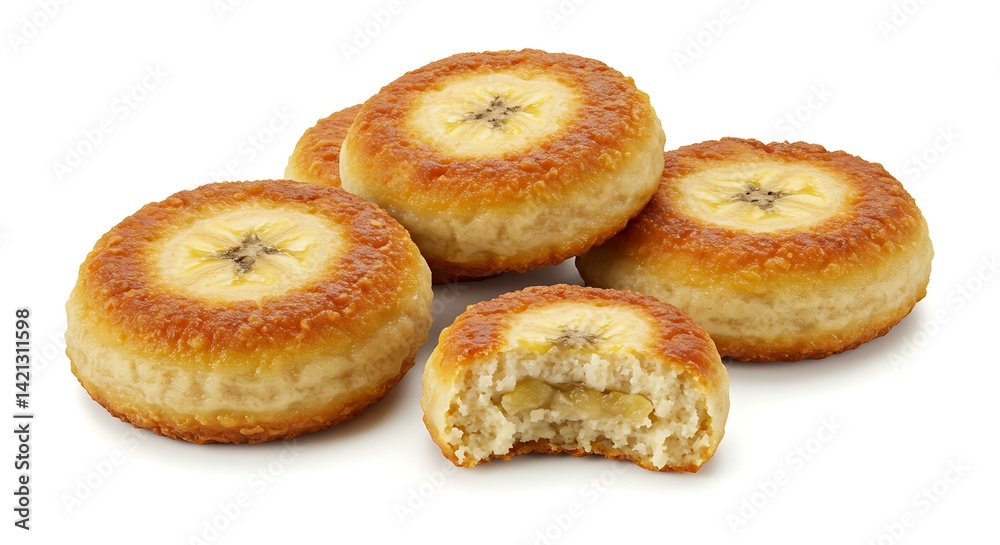 Banana Bite Cookies Isolated on White Background Banana Bite Cookies Isolated on White Background
