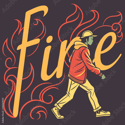 Bold 'FIRE' word art with flaming fonts, smoke trails, and intense heat effects—perfect for dynamic, dramatic, or themed graphic design projects.