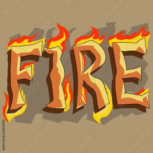 Bold 'FIRE' word art with flaming fonts, smoke trails, and intense heat effects—perfect for dynamic, dramatic, or themed graphic design projects.