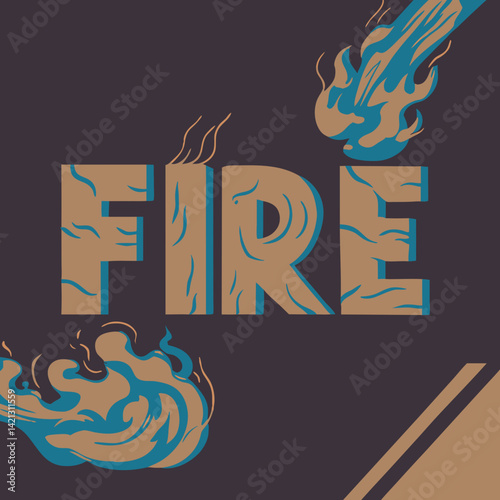 Bold 'FIRE' word art with flaming fonts, smoke trails, and intense heat effects—perfect for dynamic, dramatic, or themed graphic design projects.