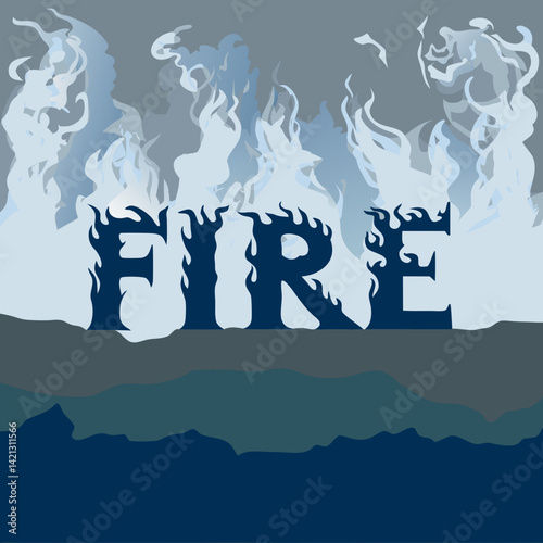 Bold 'FIRE' word art with flaming fonts, smoke trails, and intense heat effects—perfect for dynamic, dramatic, or themed graphic design projects.