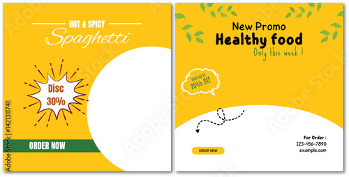 Eye-Catching Food Promotion Featuring Spaghetti and Healthy Food Offers