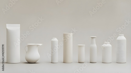Minimalist white packaging display studio space product photography modern environment artistic viewpoint