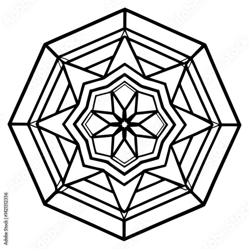 Hexagonal Mandala Vector on White Background