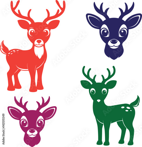 set of christmas deer