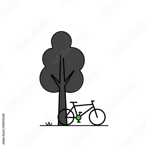 Classic bicycle icon green and black transportation leisure vehicle side view