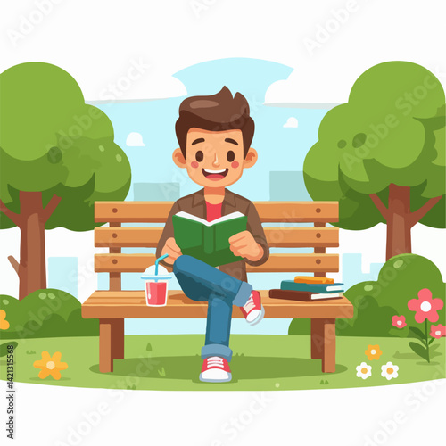 boys studying in the park