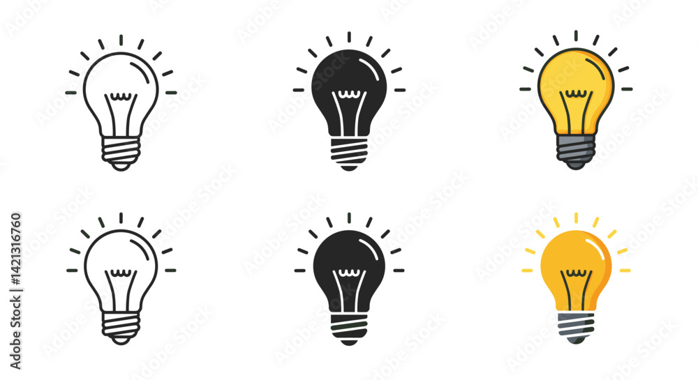 Light Bulb Icons Set Light Bulb Icons Set
