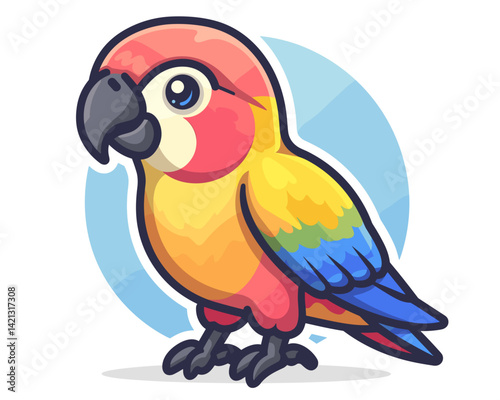 parrot bird Vector cute  cartoon illustration.