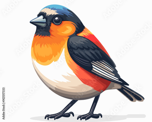 bird isolated on white background. Vector cartoon illustration.