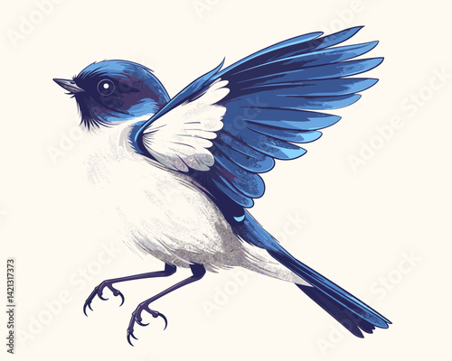 bird isolated on white background. Vector cartoon illustration.
