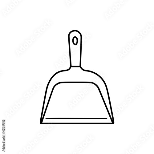 Outline icon of a dustpan on a transparent background  