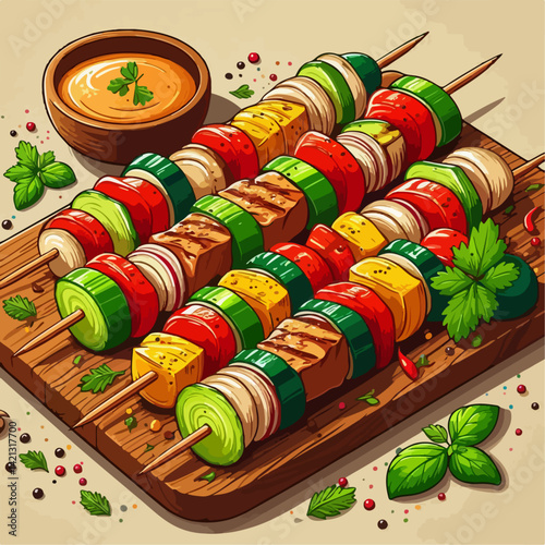 vegetable satay vector illustration 