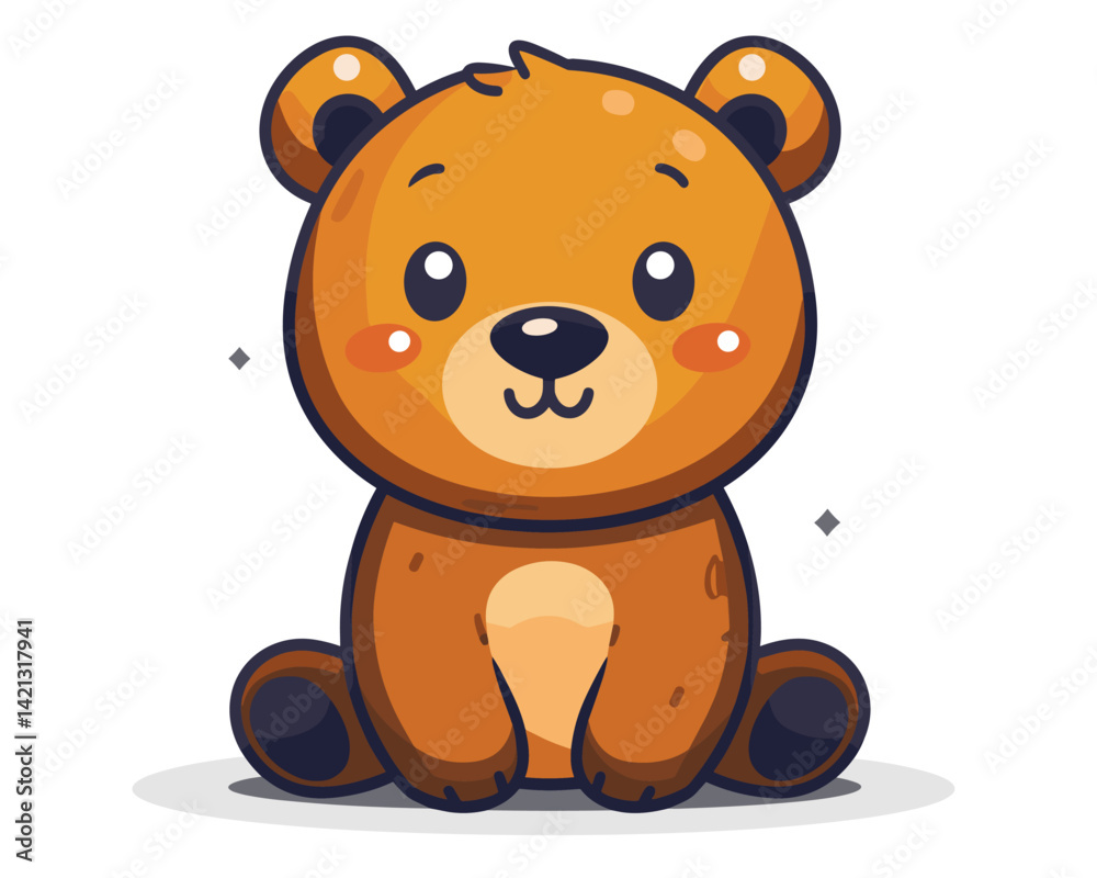 Fototapeta premium Cute cartoon teddy bear. Vector illustration in a flat style.