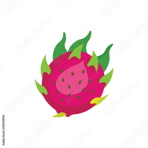 Dragon fruit flat vector illustration on white background.