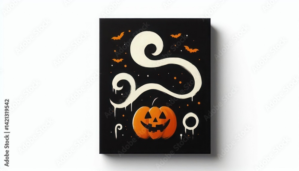 Obraz premium Halloween ghost pumpkin bats spooky art print canvas wall decor halloween art design