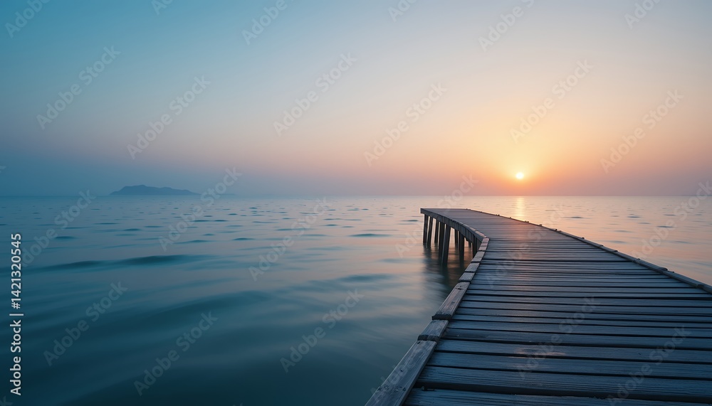 Obraz premium Calm Waters: Pathway to Serenity at Dawn, Capturing Tranquility and Solitude
