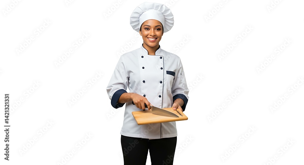 Young Brazilian chef woman isolated on white background. Brazilian food Young Brazilian chef woman isolated on white background. Brazilian food