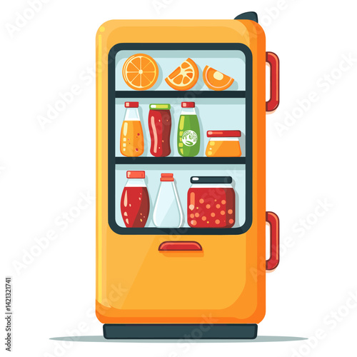 Refrigerator full of food. Vector illustration in flat style.