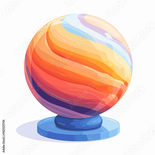 Colorful vector illustration of a globe isolated on a white background.