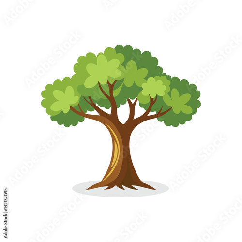 Olive tree isolated flat vector illustration on white background