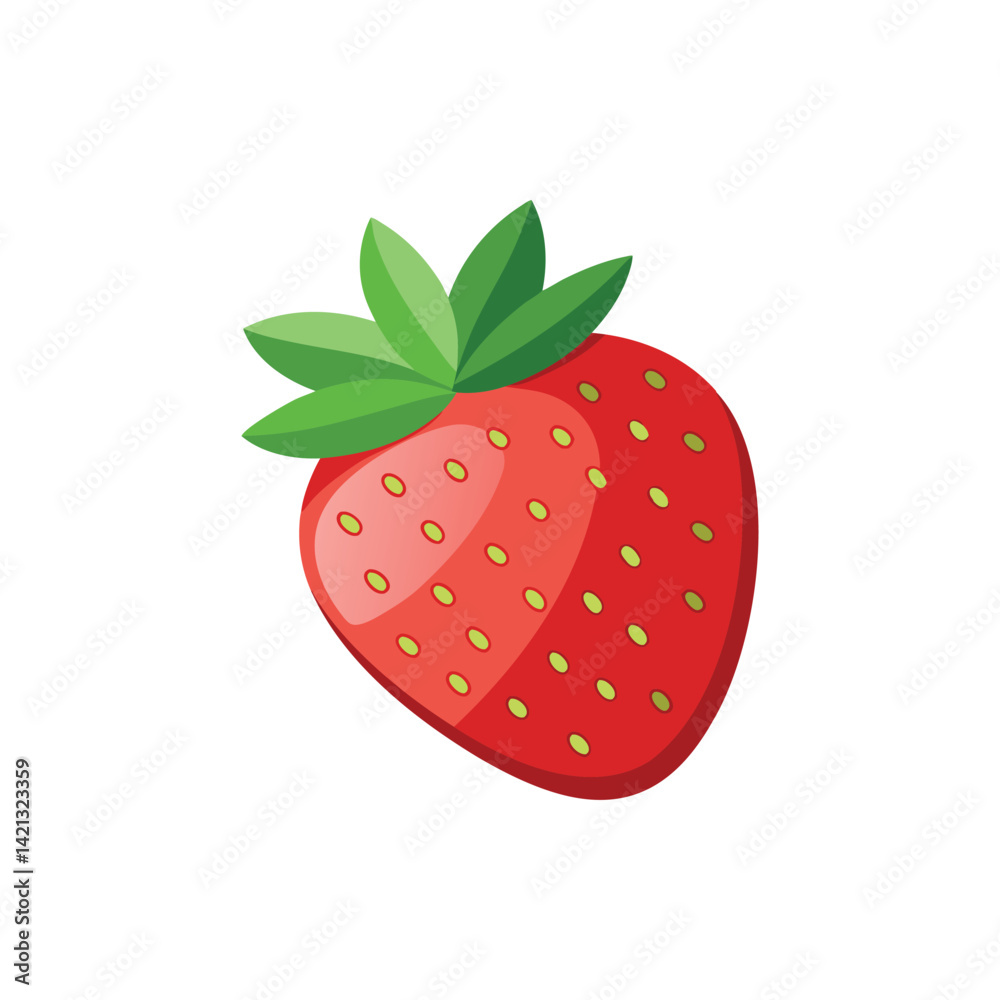 Strawberry fruit flat vector illustration on white background Strawberry fruit flat vector illustration on white background